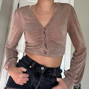 Mauve Long Sleeve Crop Top